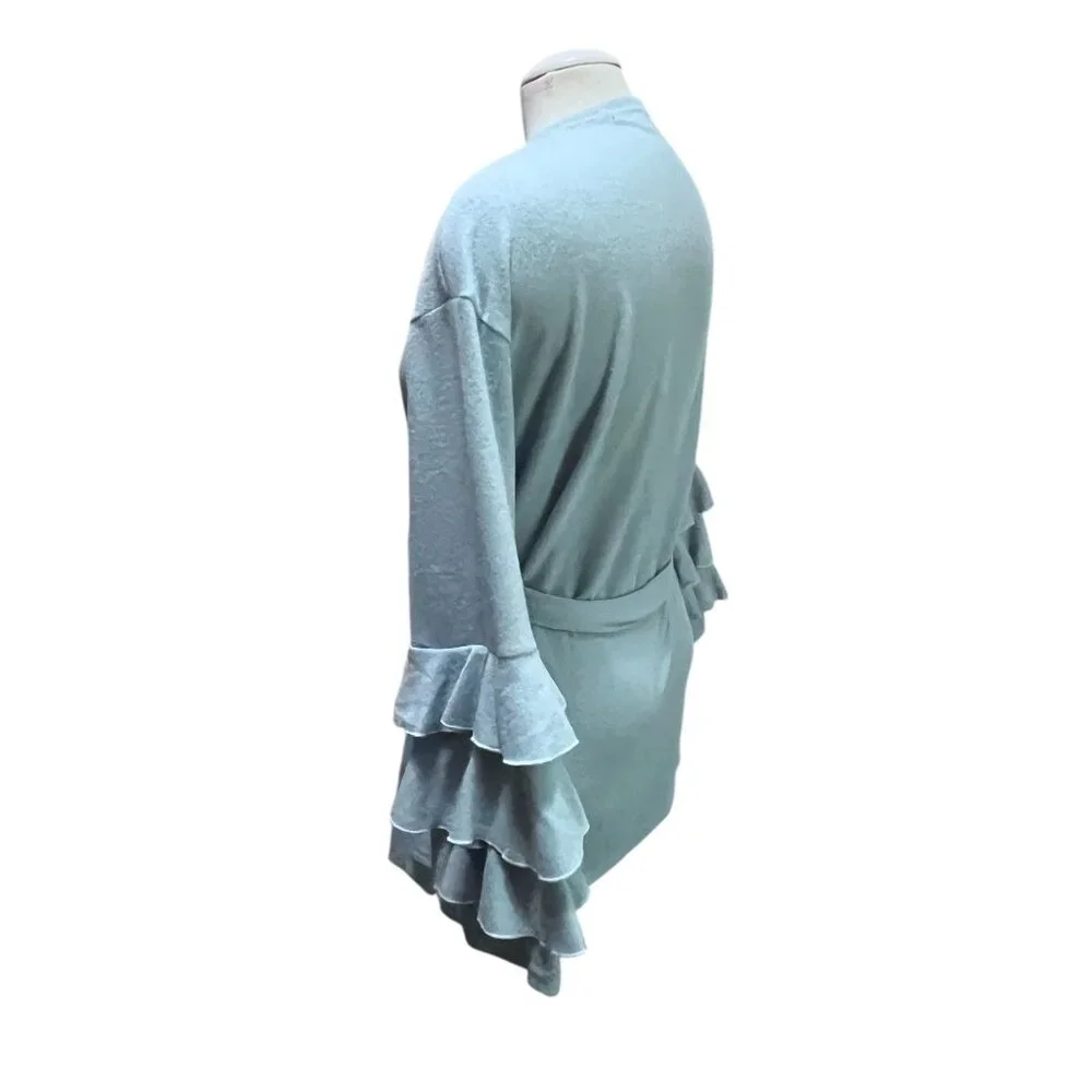 Simply Southern Fleece Ruffled Belted Long Sleeve Cardigan Sz Large Womens Soft - Picture 2 of 10